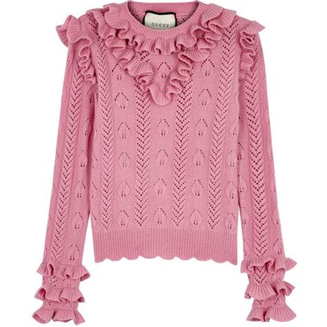 gucci pink ruffle-trimmed pointelle